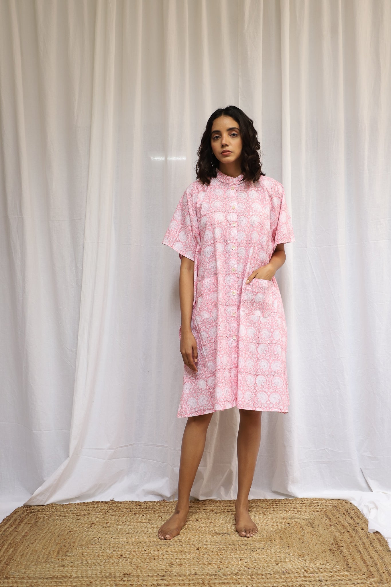 Pink Raindrops Shirt Kaftan