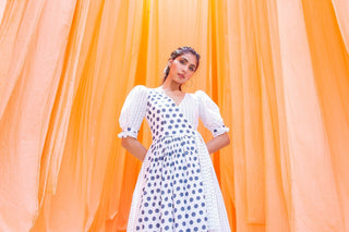 Polka Midi Dress cotton (1446506692651)
