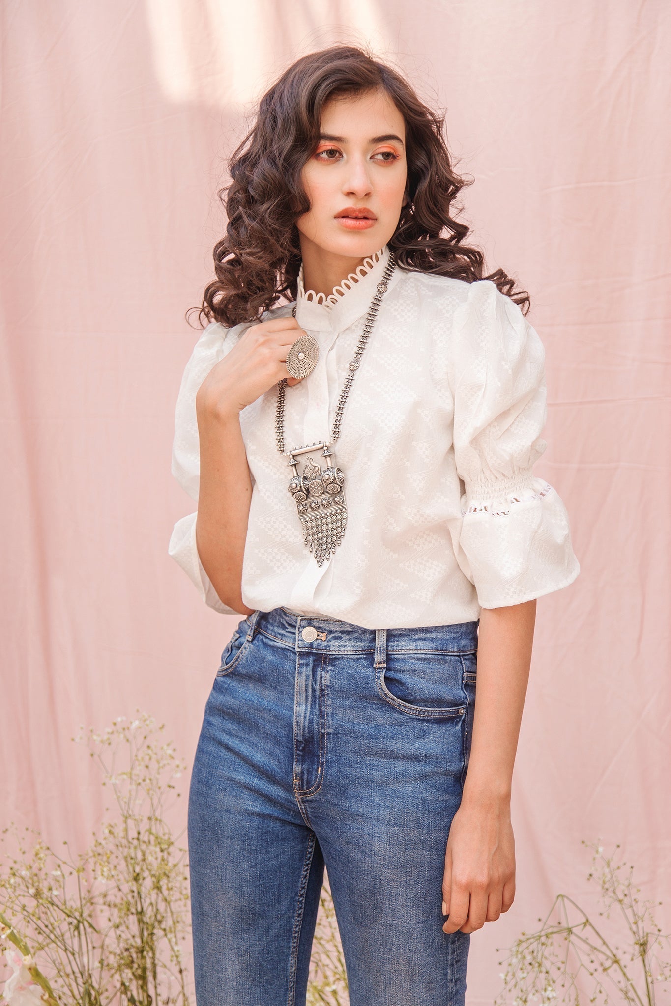 Peace Stand Collar Shirt (4383309463595)