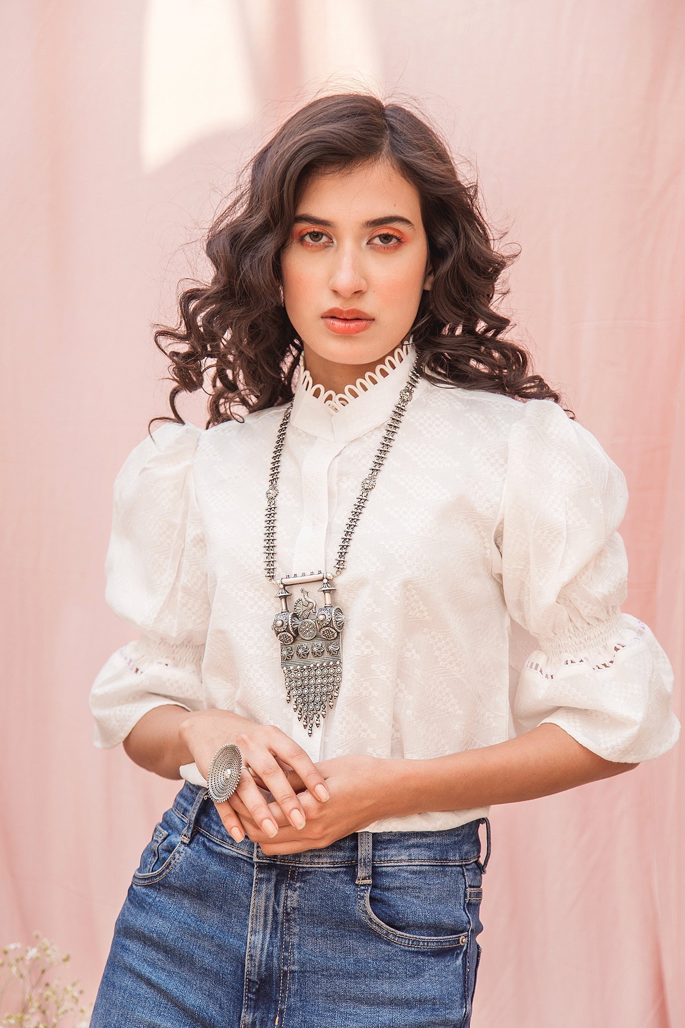 Peace Stand Collar Shirt (4383309463595)