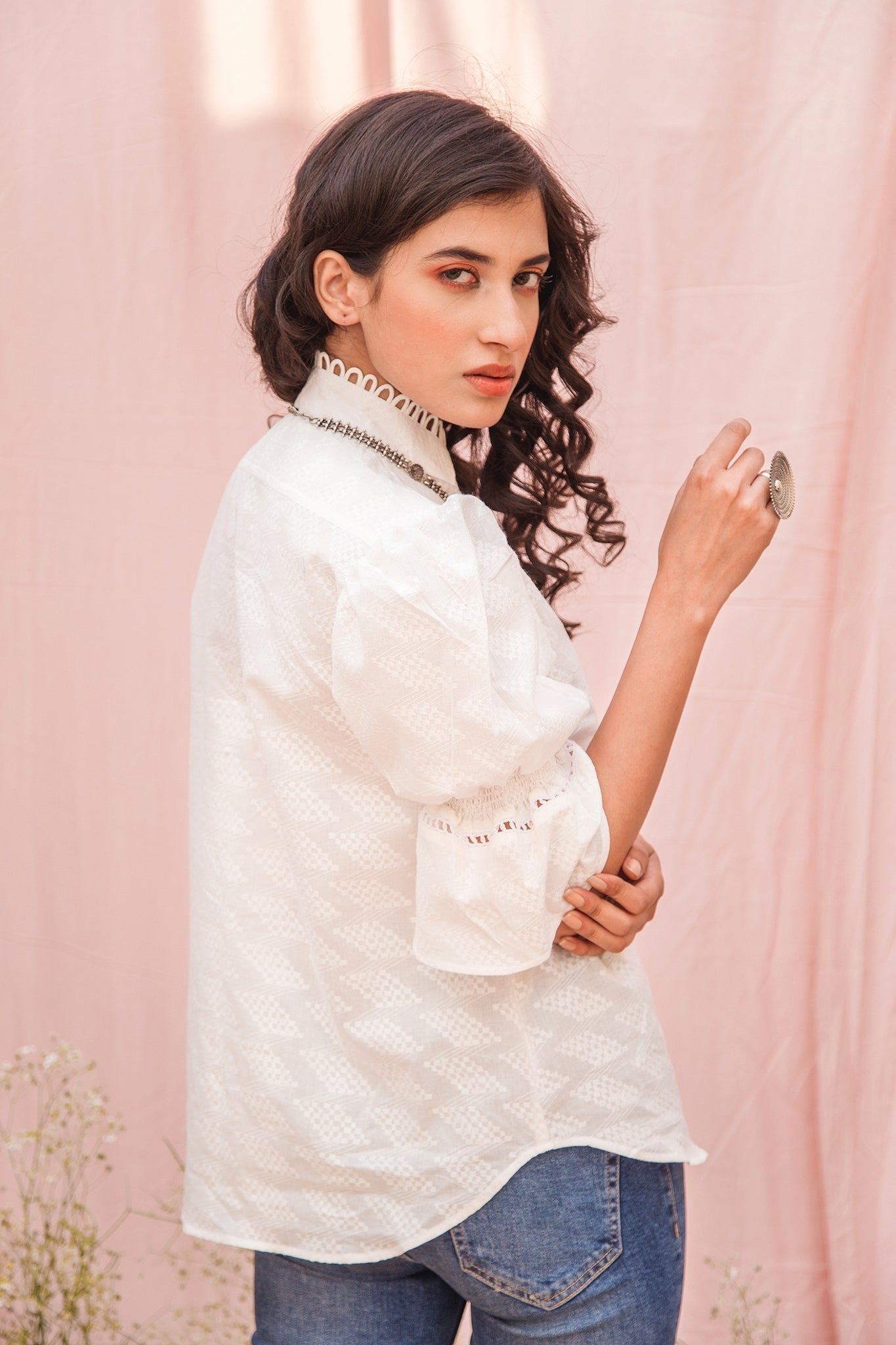 Peace Stand Collar Shirt (4383309463595)