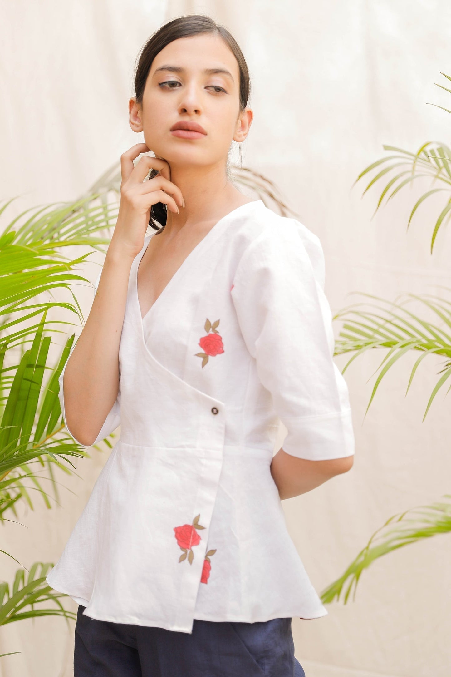 Rose Peplum Blouse (1739382784043)