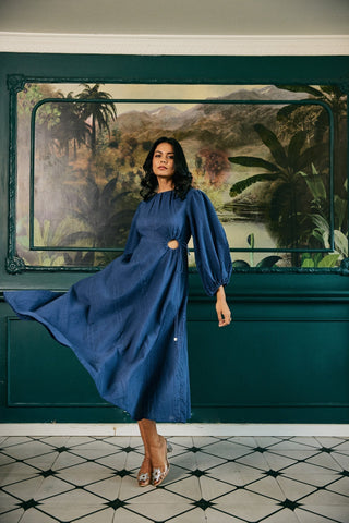 Alyssa Blue Midi Dress